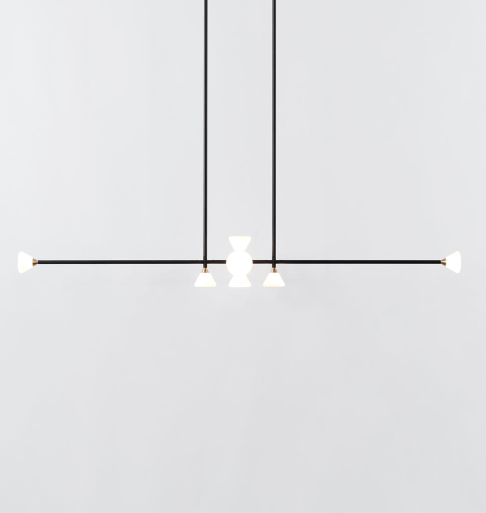 Chandelier - Horizontal - 10 Lights (Matte black/Brushed brass)