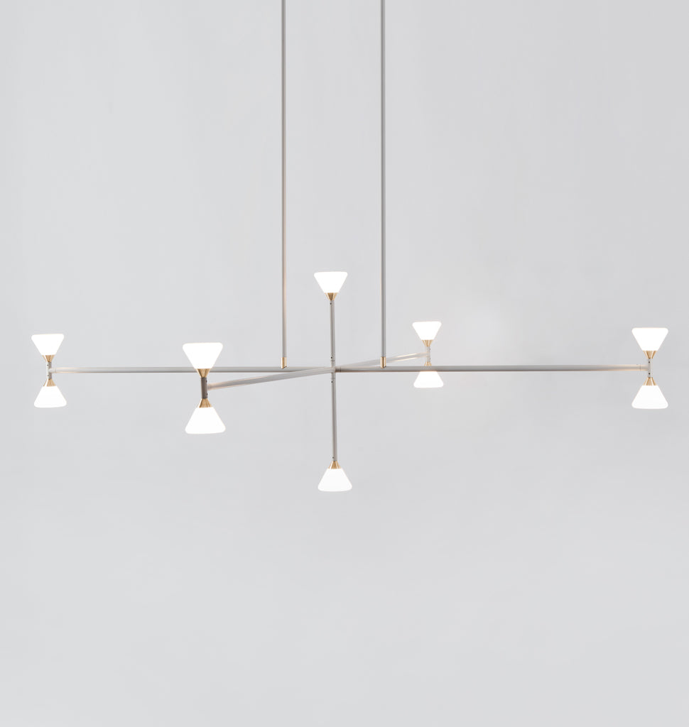 Chandelier - Vertical - 10 Lights (Matte ivory/Brushed brass)