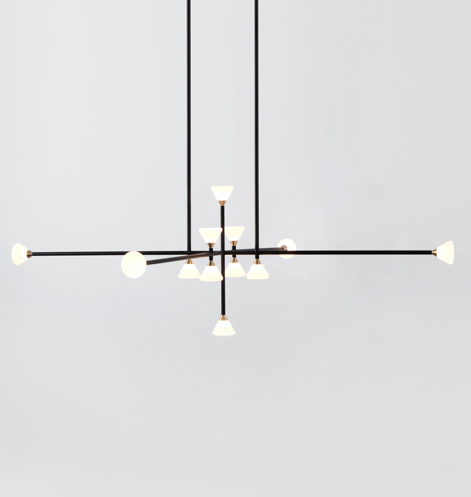 Chandelier - 12 Lights (Matte black/Brushed brass)