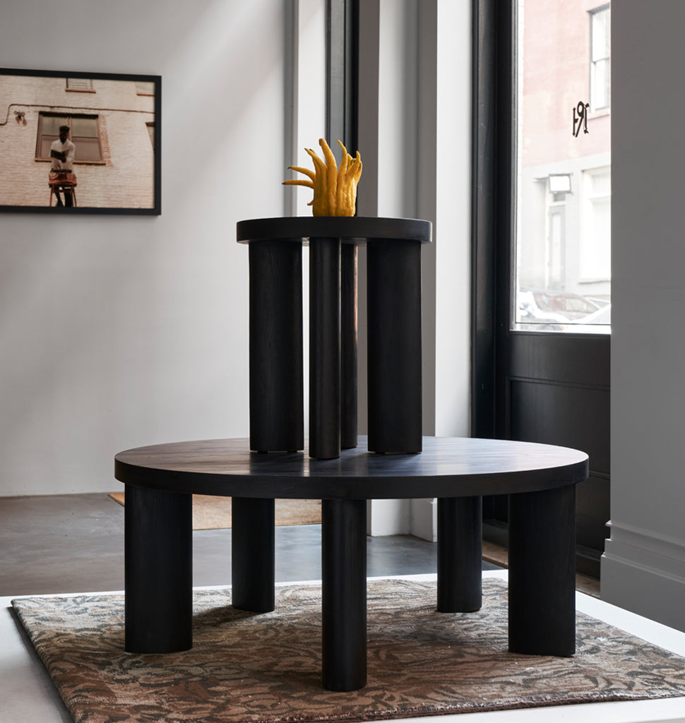 Orbit Coffee Table (Ebonized Oak) — Roll & Hill Showroom, New York City. Image by Louisa Fulkerson + Fyodor Shiryaev