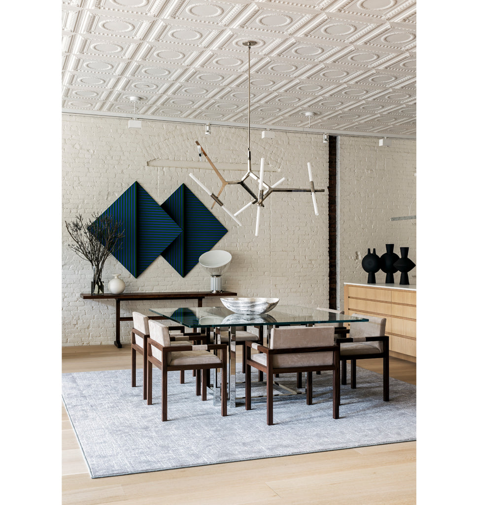 Chandelier - 10 Lights (Polished nickel/Straight-cut glass) — New York City. Interior by Justin Charette. Image by Sean Litchfield