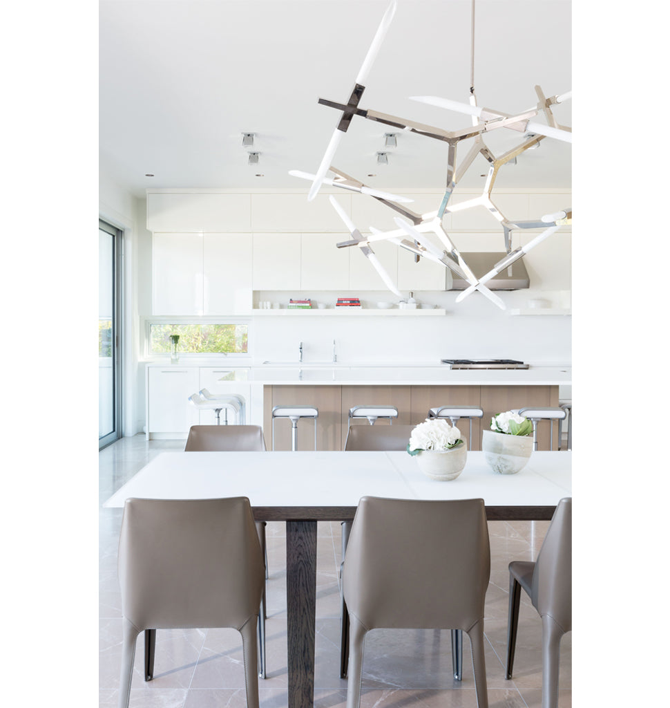Chandelier - 20 Lights (Polished nickel/Angle-cut glass) — Vancouver, BC, Canada. Interior by Lauren Edgar