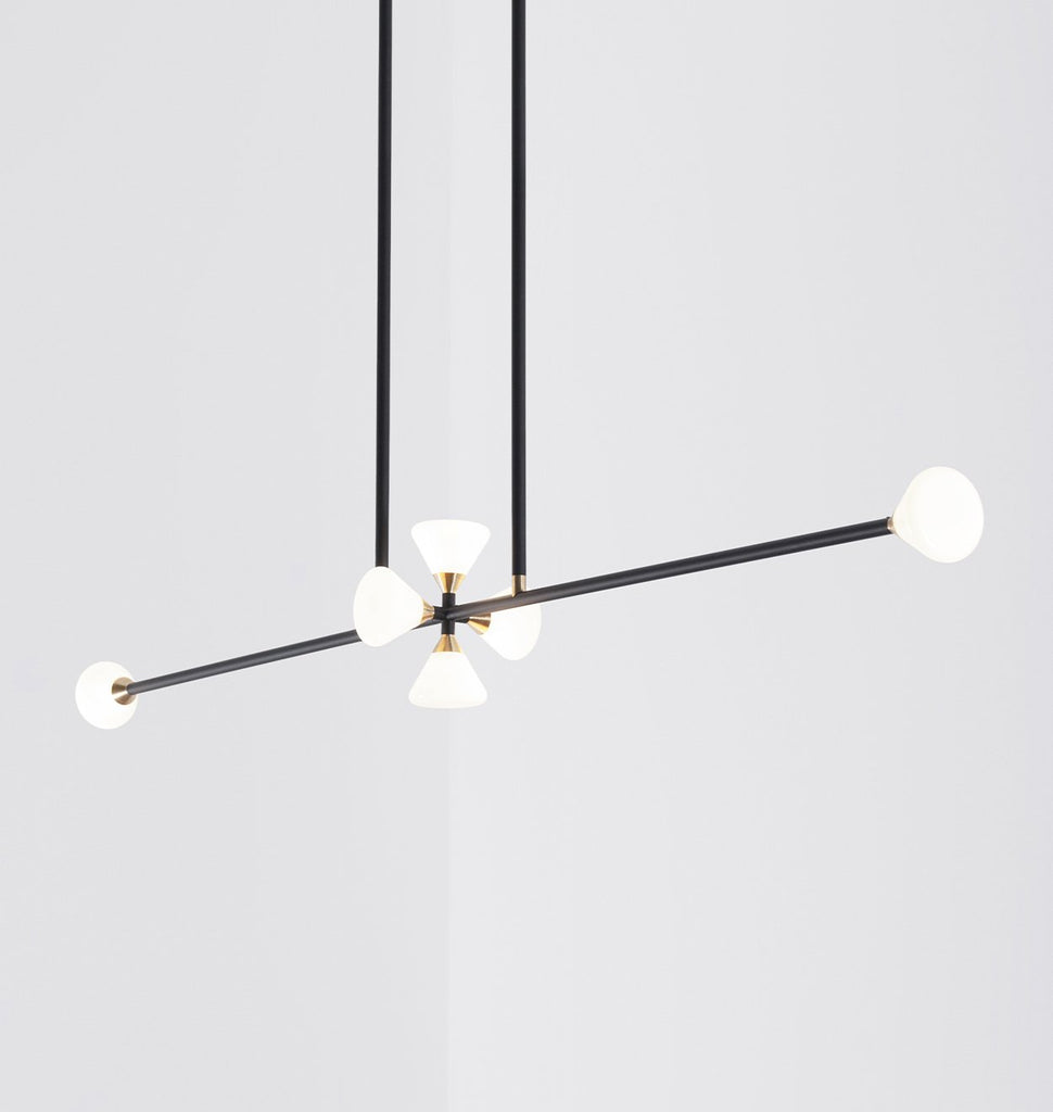 Chandelier - 6 Lights (Matte black/Brushed brass)