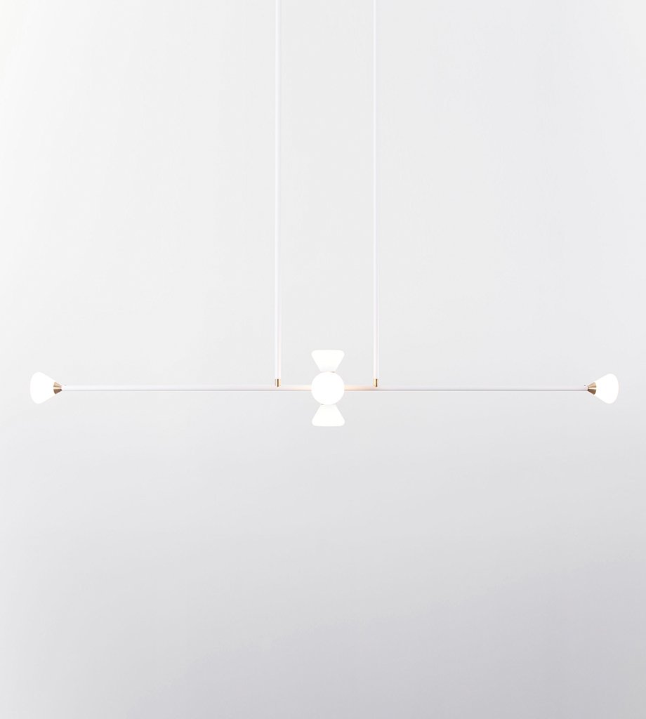 Chandelier - 6 Lights (Matte ivory/Brushed brass)