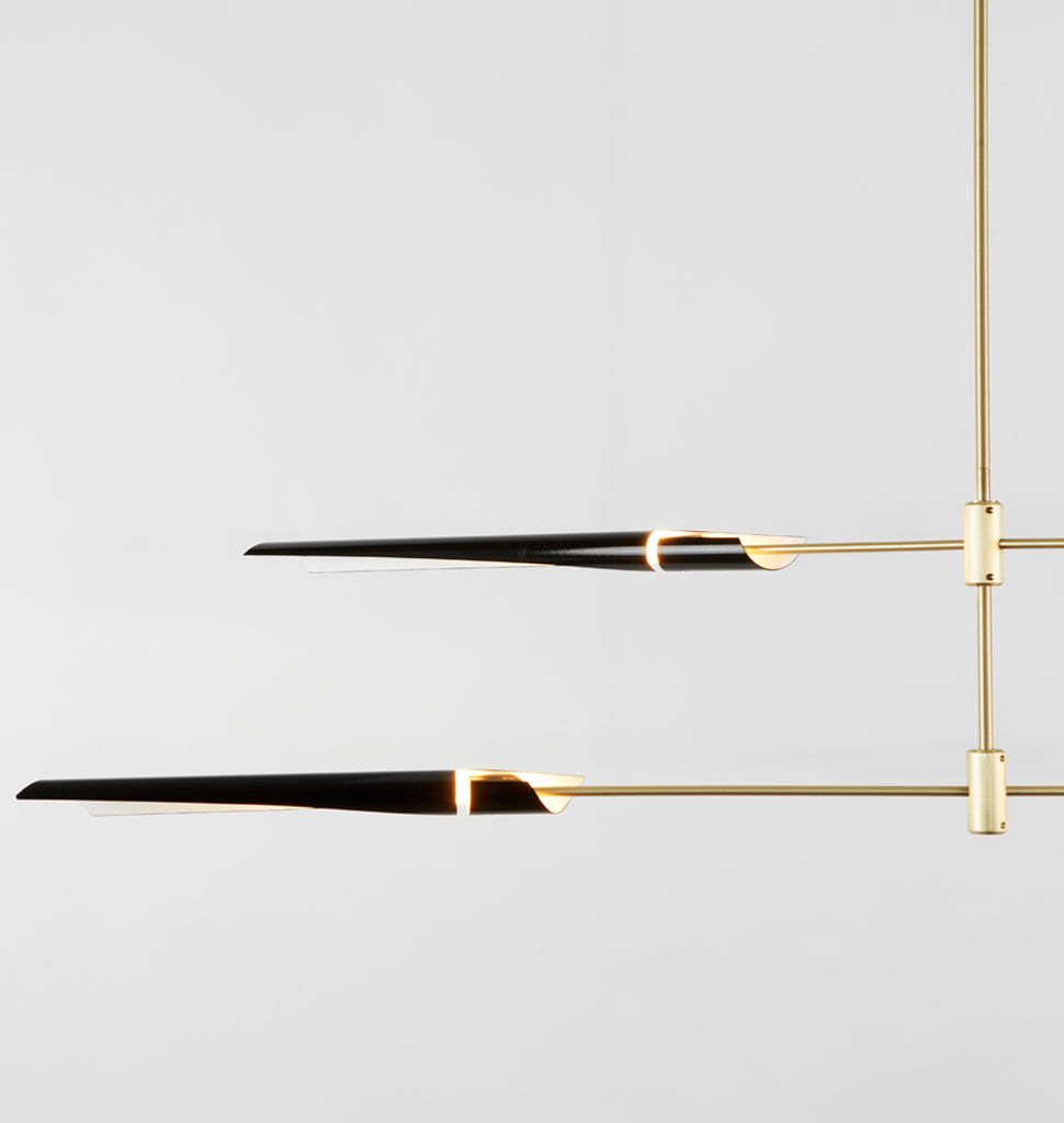 Chandelier 04 - Horizontal (Gloss black/Brushed brass)
