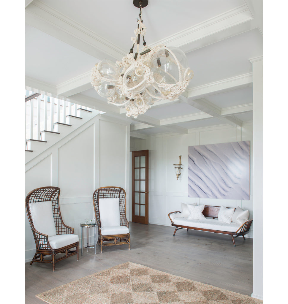Chandelier - 1 Lg, 6 Sm Bubbles (Natural/Clear) — Westhampton, New York. Interior by Diana Byrnes.  Image by Jane Beiles