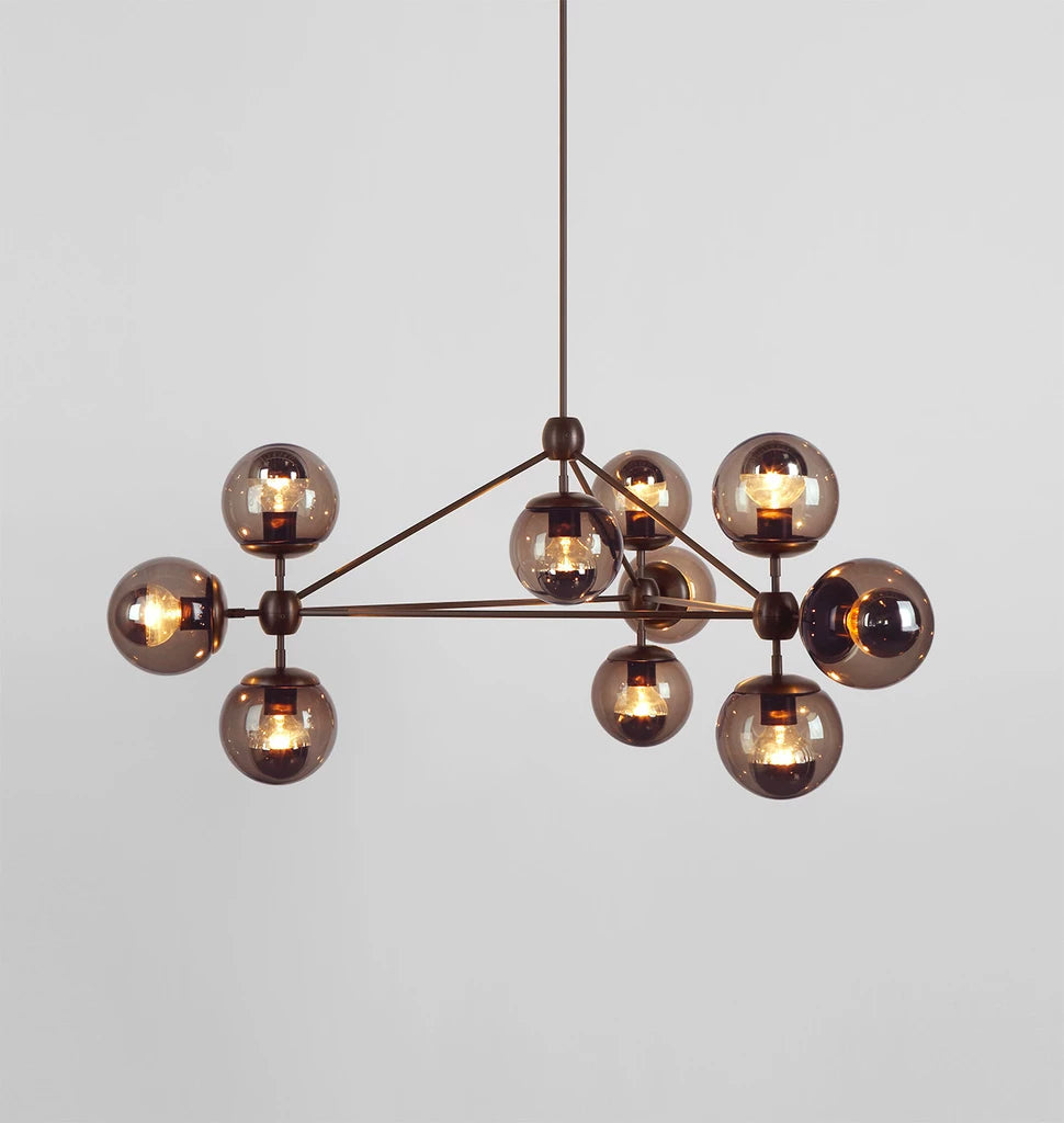 Chandelier - 3 Sided, 10 Globes (Bronze/Smoke)