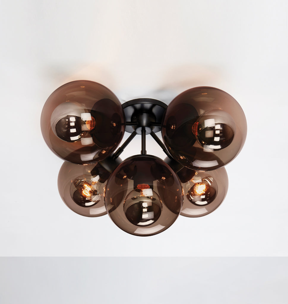 Ceiling Mount - 5 Globes (Black/Smoke)