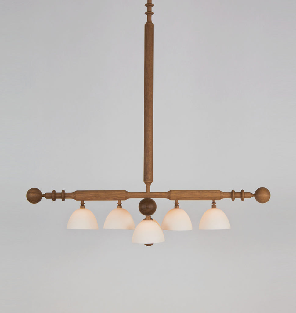 Two Arm Pendant (White oak/White bone china)