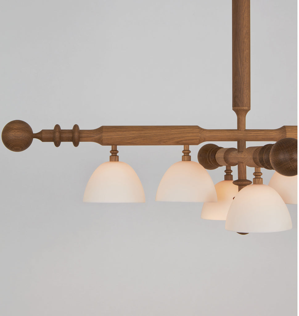 Two Arm Pendant (White oak/White bone china)