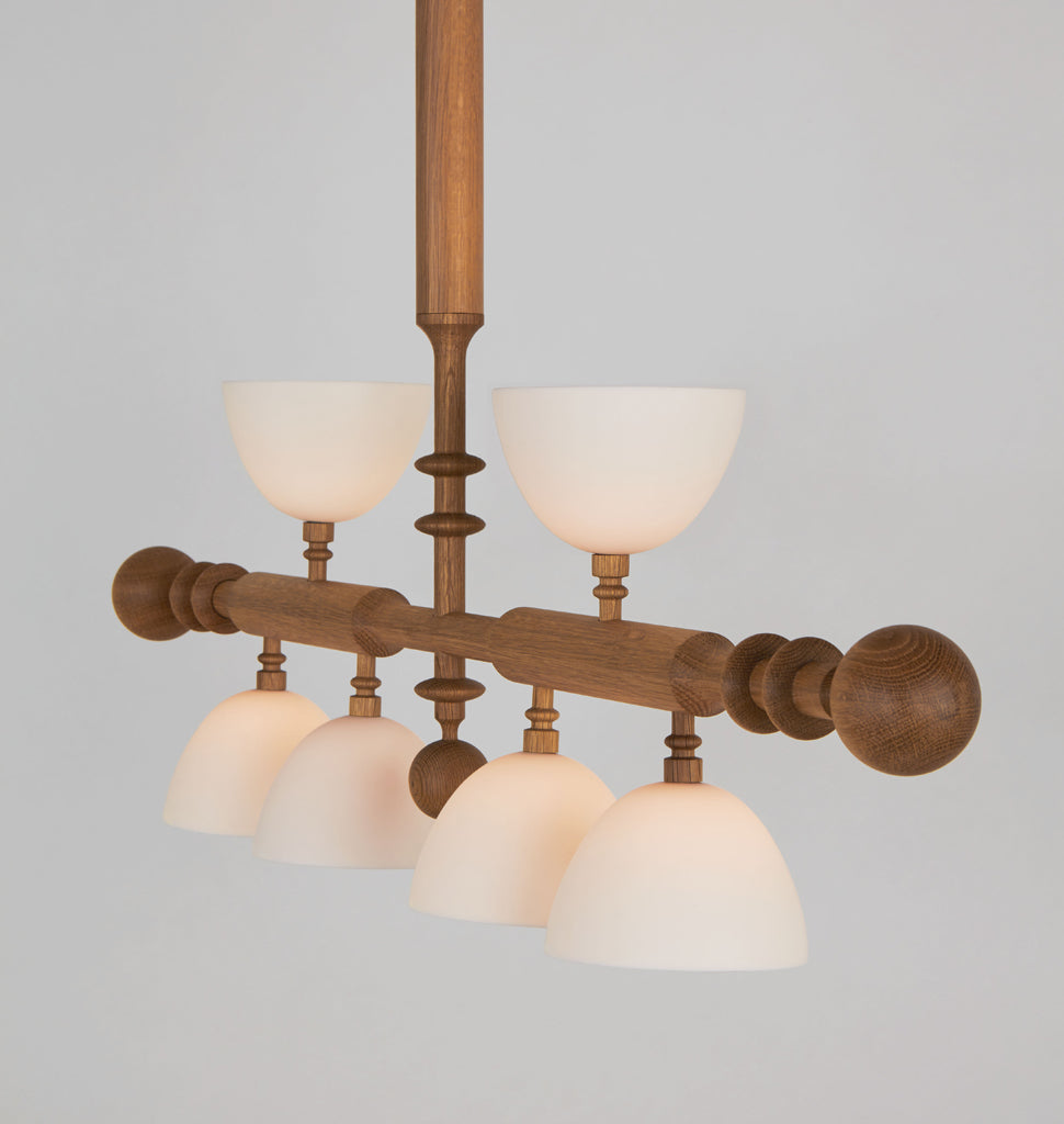 Two Arm Pendant (White oak/White bone china)