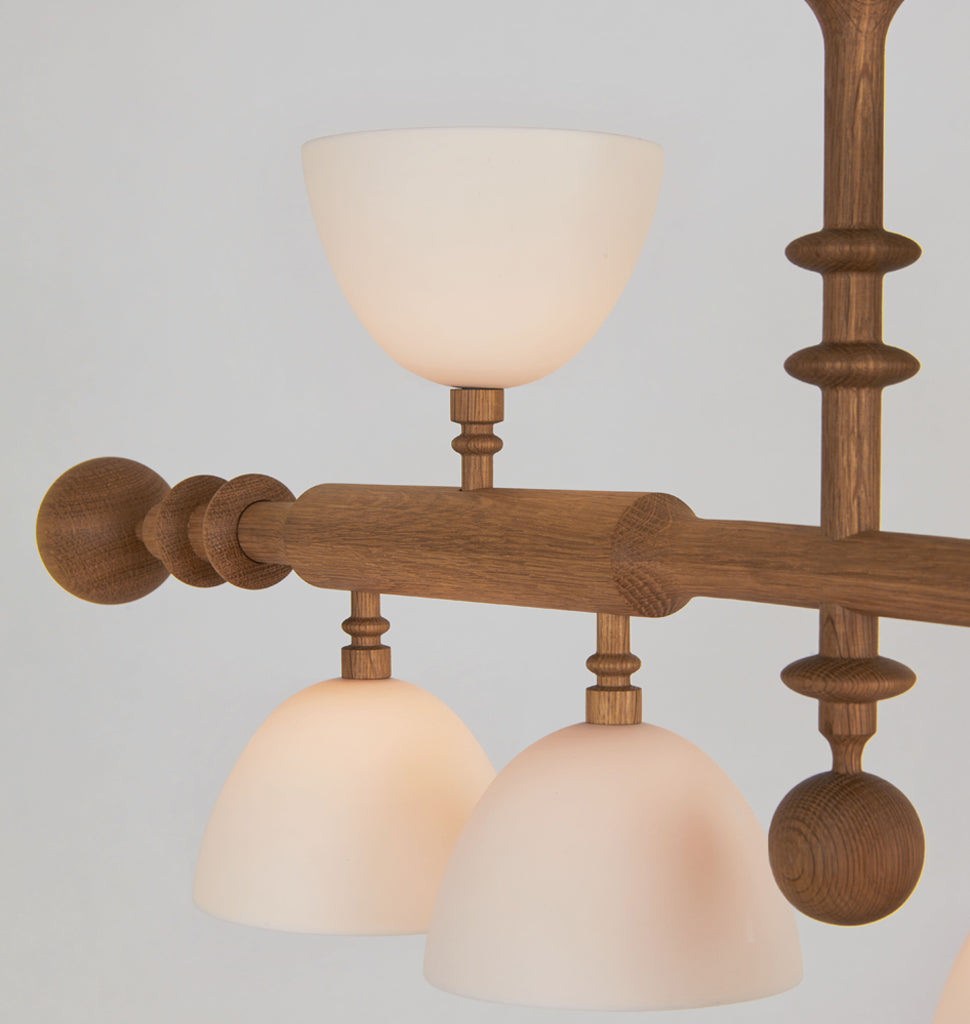 Two Arm Pendant (White oak/White bone china)