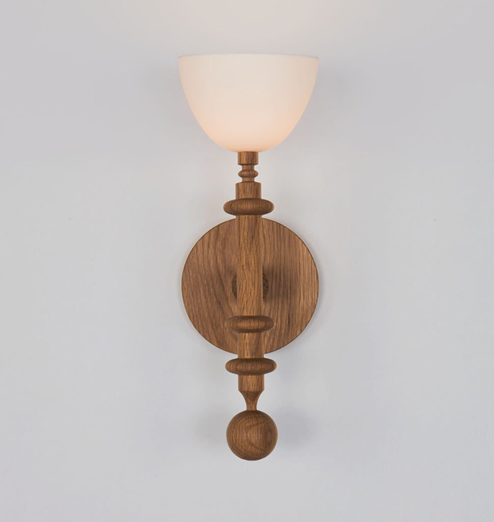 Single Arm Sconce (White oak/White bone china)