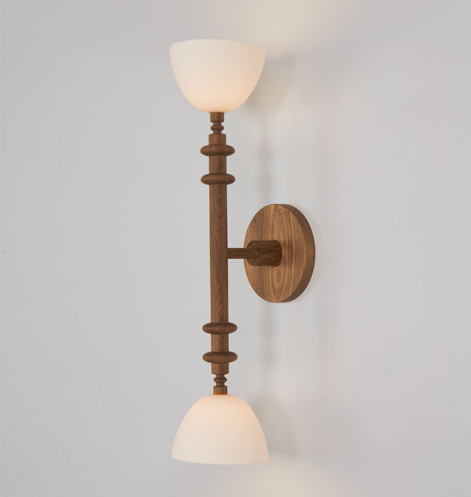 Double Arm Sconce (White oak/White bone china)