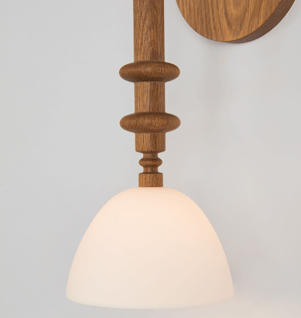 Double Arm Sconce (White oak/White bone china)