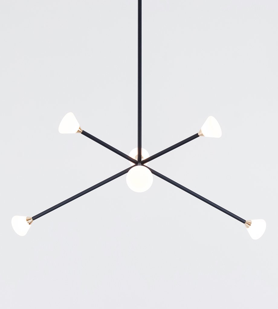 Chandelier - 6 Lights (Matte black/Brushed brass)