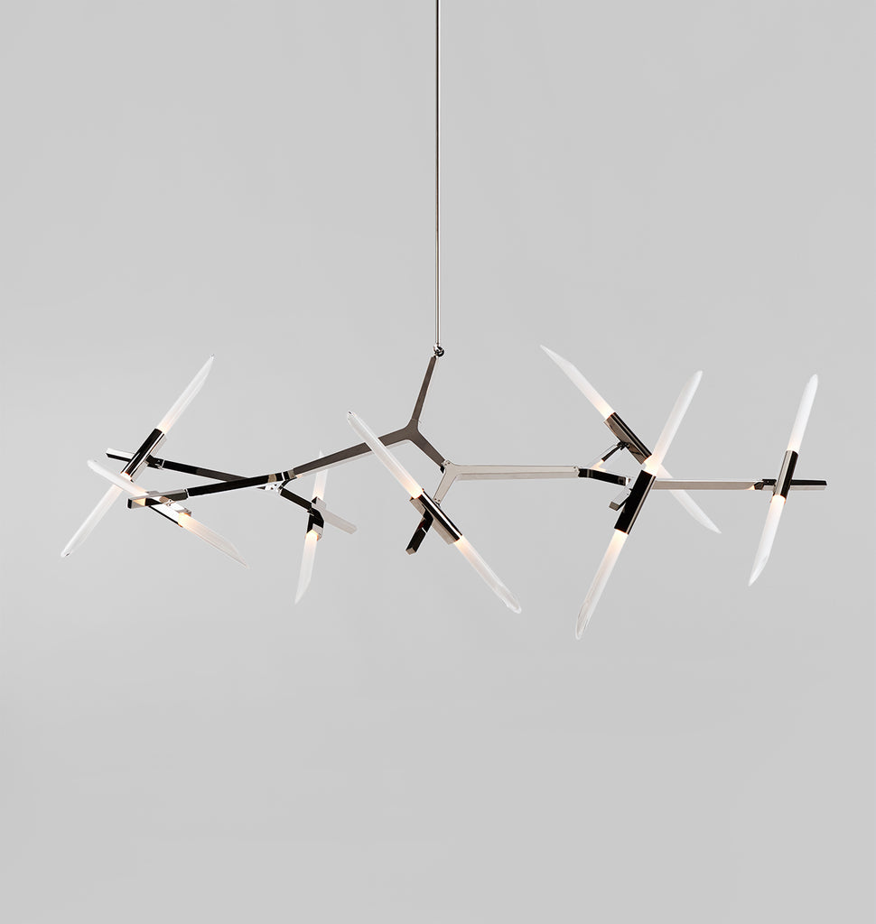 Chandelier - 14 Lights (Polished nickel/Angle-cut glass)
