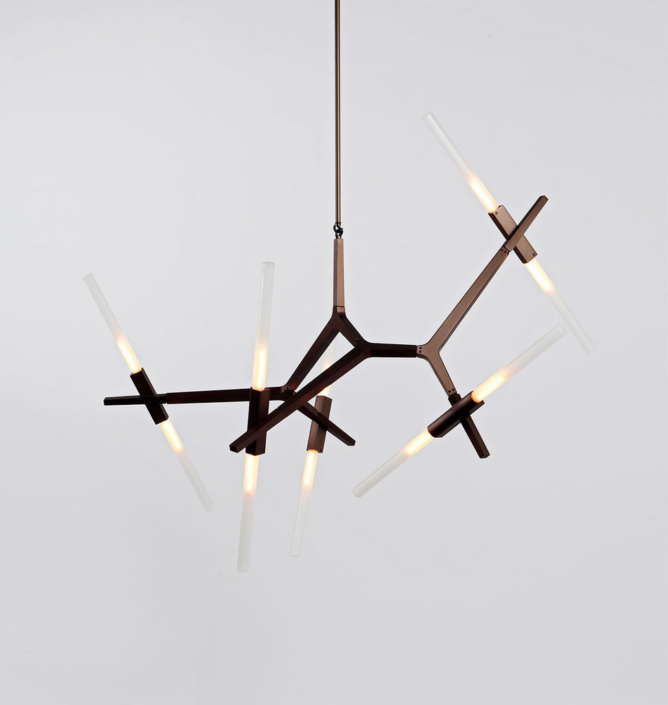 Chandelier - 10 Lights (Bronze/Straight-cut glass)