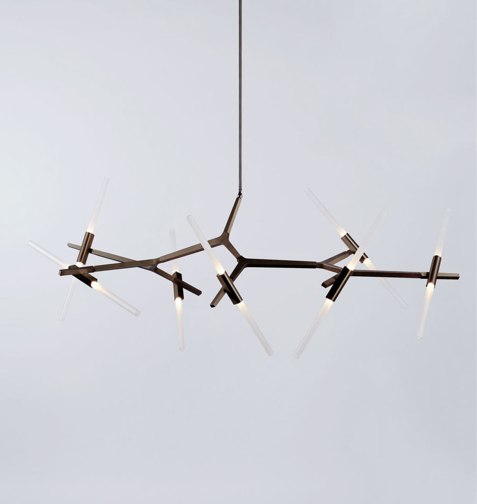 Chandelier - 14 Lights (Bronze/Straight-cut glass)