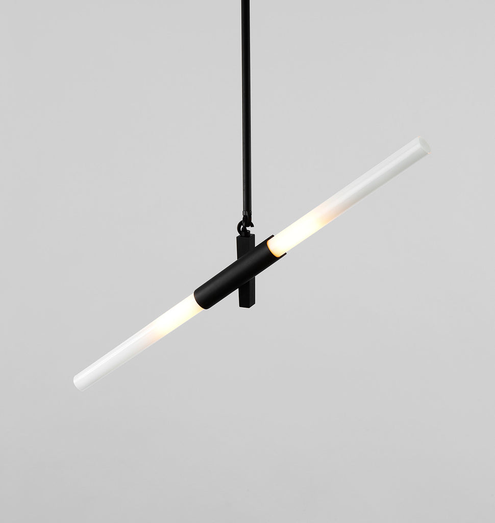Pendant - 2 Lights (Black/Straight-cut glass)