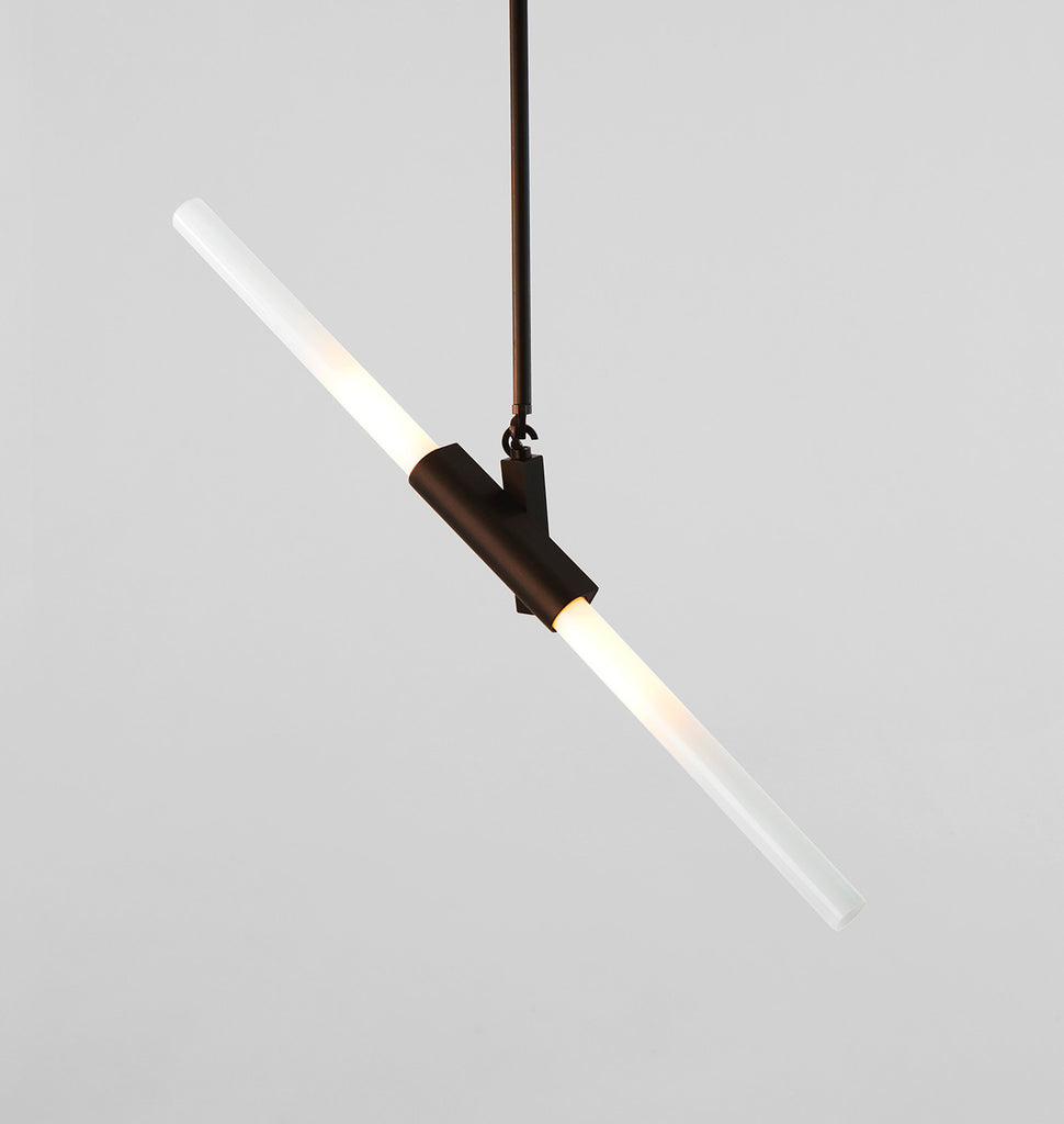 Pendant - 2 Lights (Bronze/Straight-cut glass)