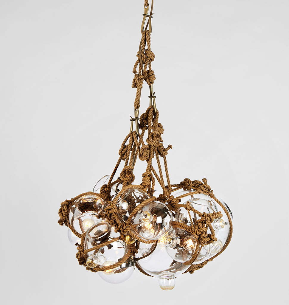Chandelier - 1 Lg, 6 Sm Bubbles (Khaki/Clear)