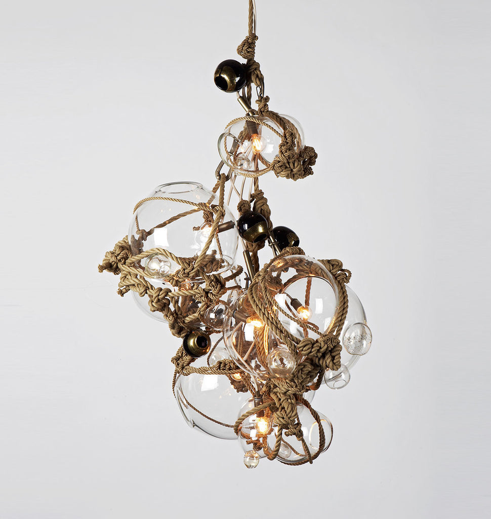 Chandelier - 3 Lg, 2 Sm Bubbles, 5 Barnacles (Khaki/Clear)
