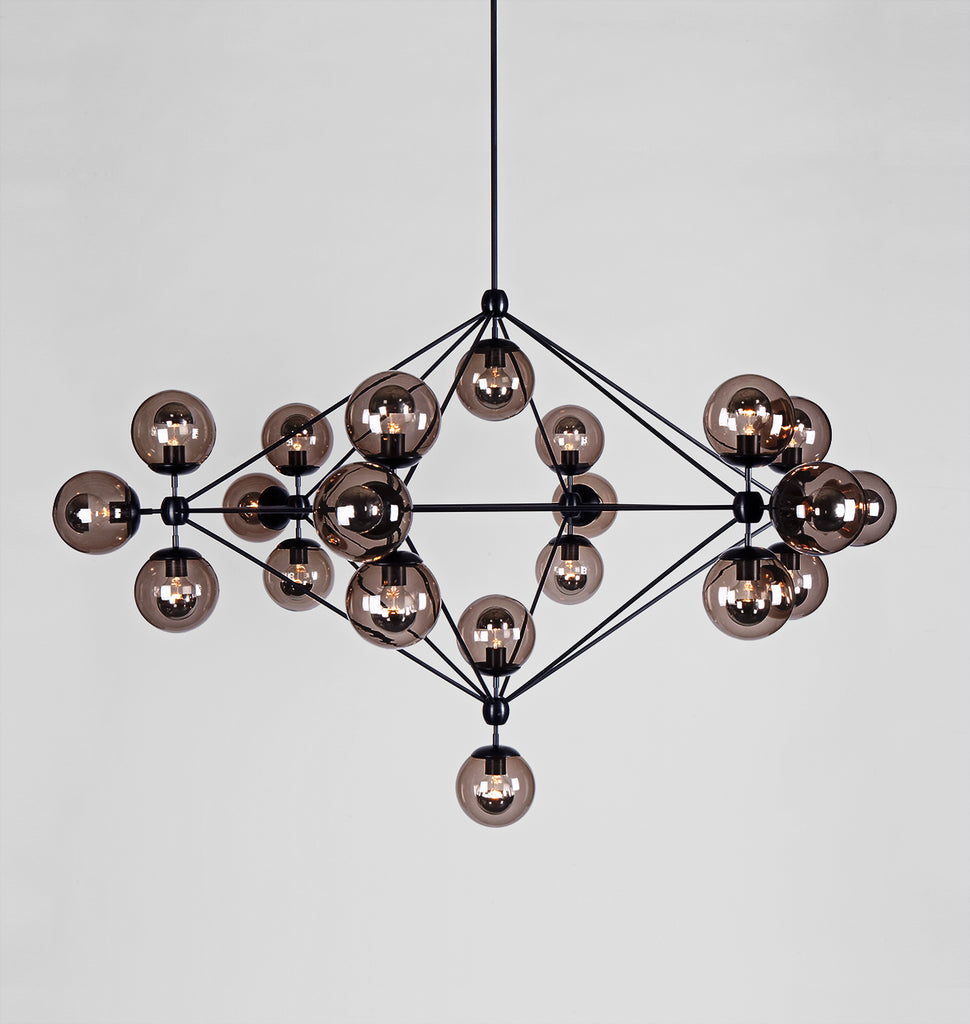Chandelier - 6 Sided, 21 Globes (Black/Smoke)