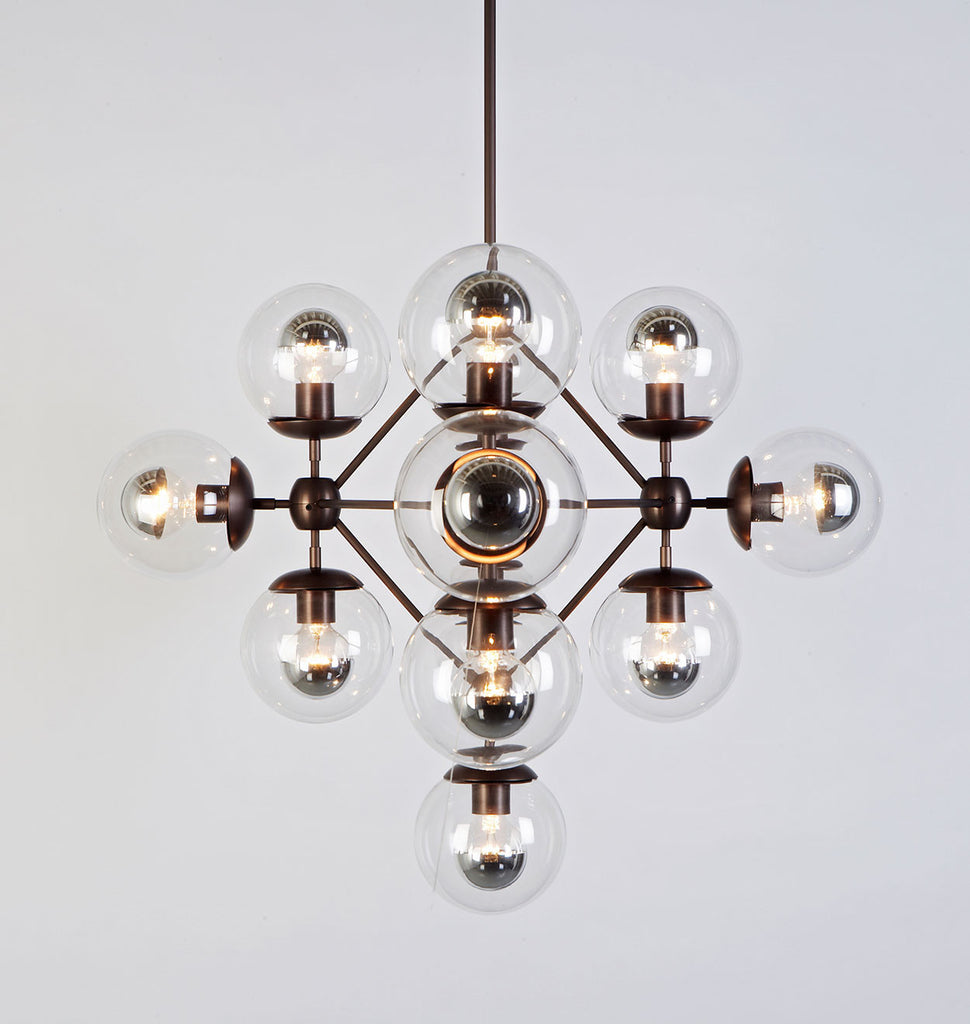 Chandelier - Diamond, 13 Globes (Bronze/Clear)