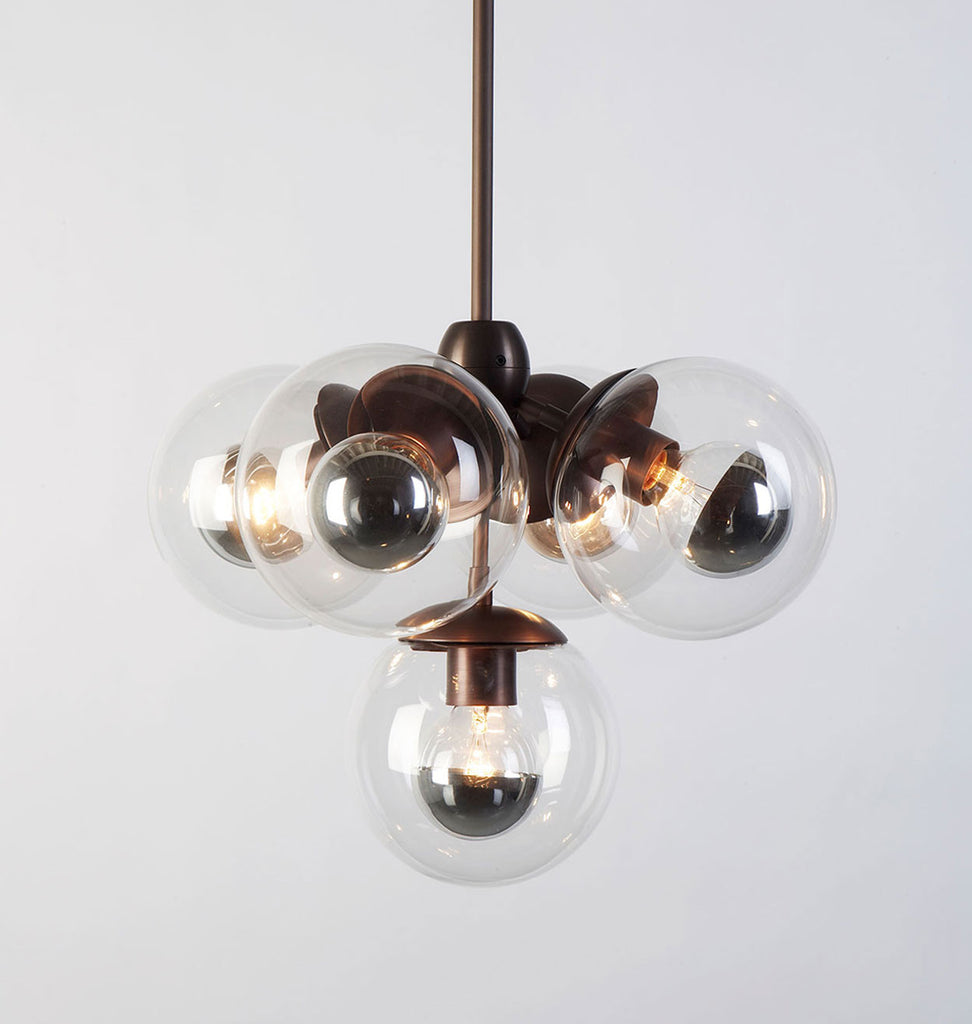 Pendant - 5 Globes (Bronze/Clear)