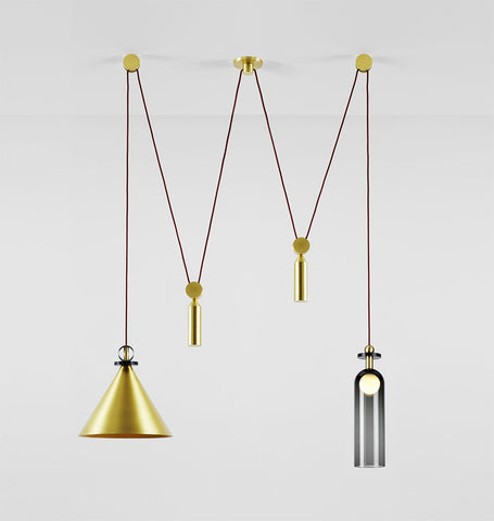 Double Pendant (Brushed brass cone)