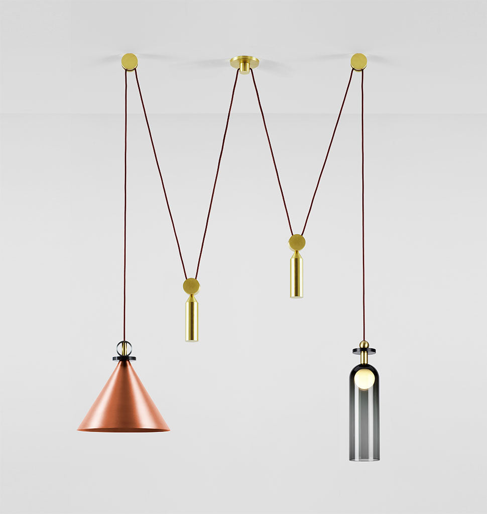 Double Pendant (Brushed copper cone)