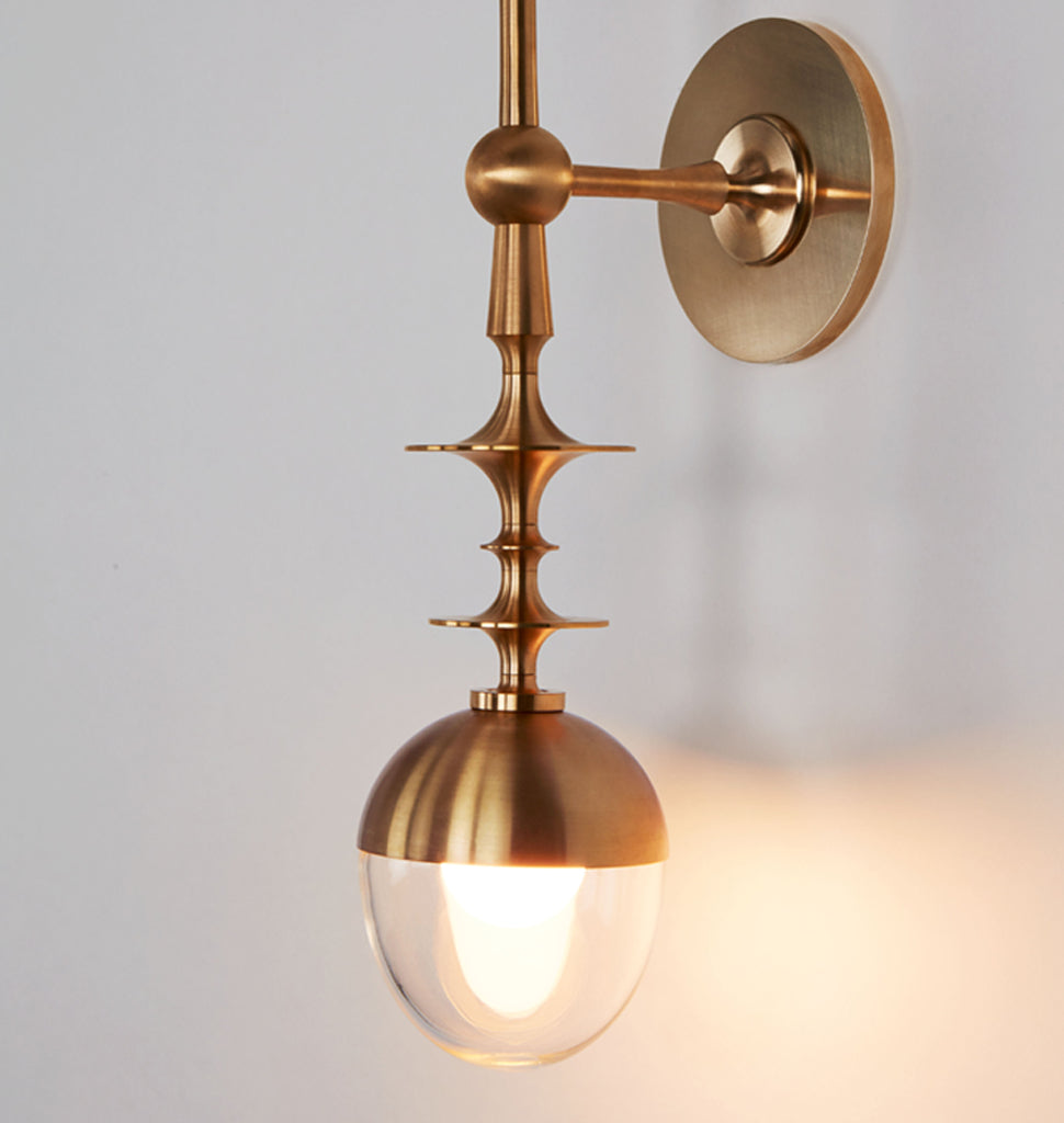 Single Arm Sconce (Unlacquered brass/Clear glass)
