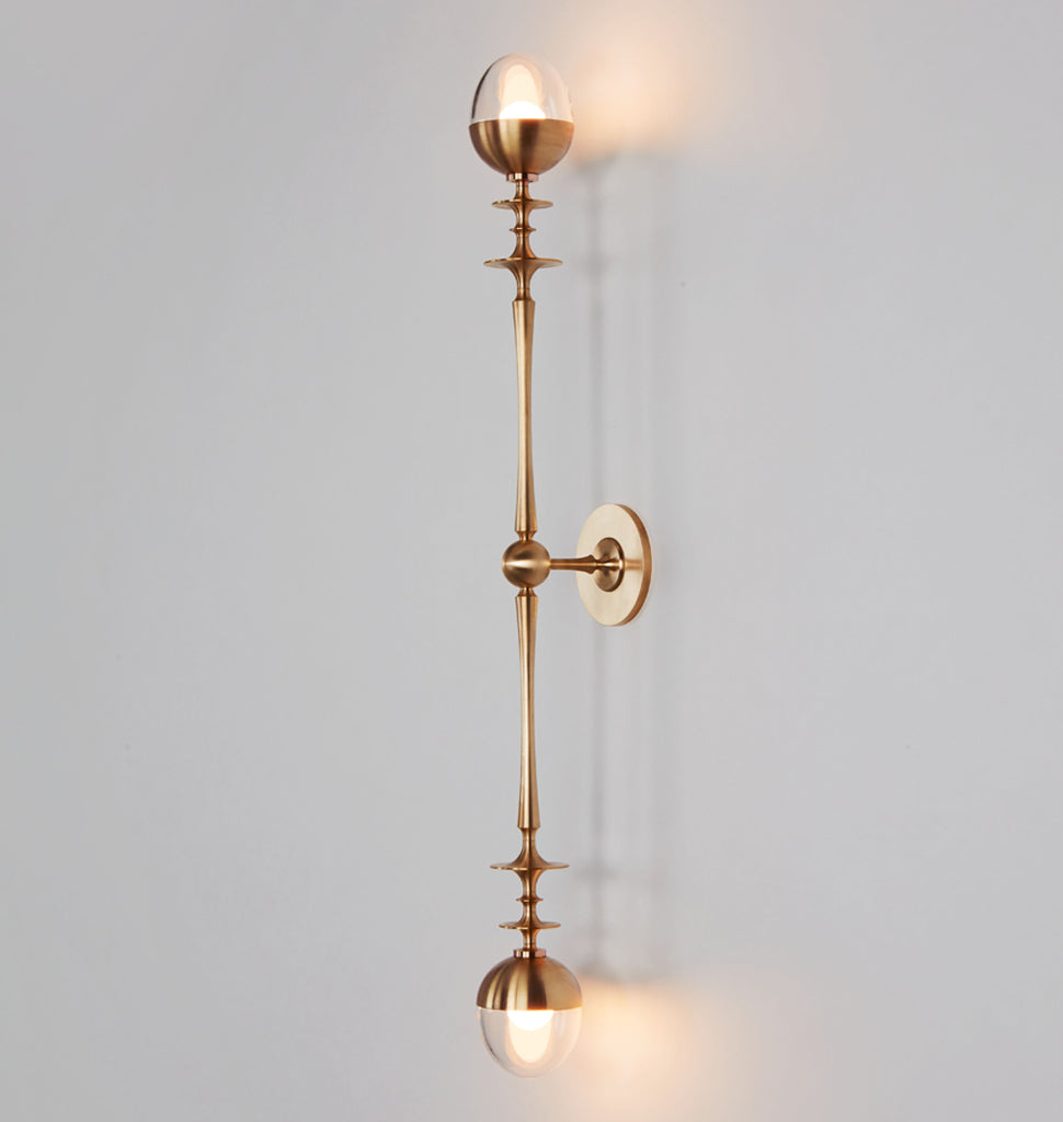 Double Arm Sconce (Unlacquered brass/Clear glass)