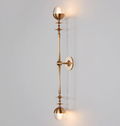 Double Arm Sconce (Unlacquered brass/Clear glass)