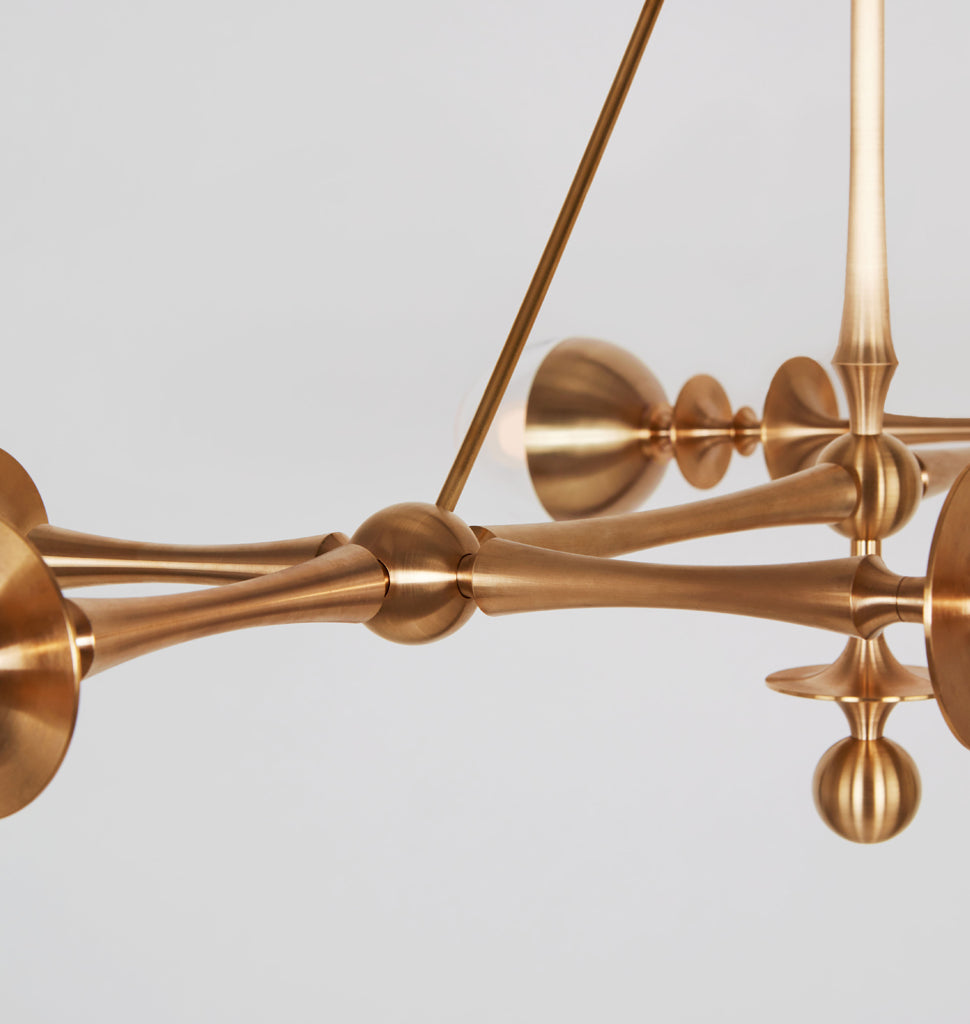 Six Arm Pendant (Unlacquered brass/Clear glass)