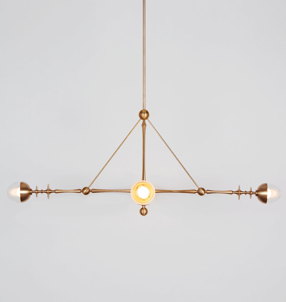 Four Arm Pendant (Unlacquered brass/Clear glass)