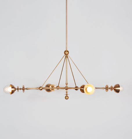 Four Arm Pendant (Unlacquered brass/Clear glass)