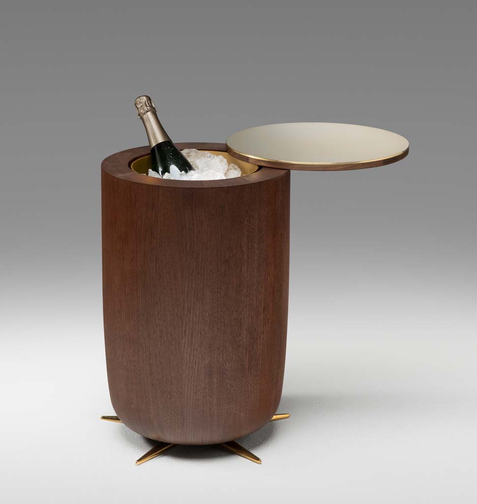 The Tom Champagne Table (Black Walnut/Brass)