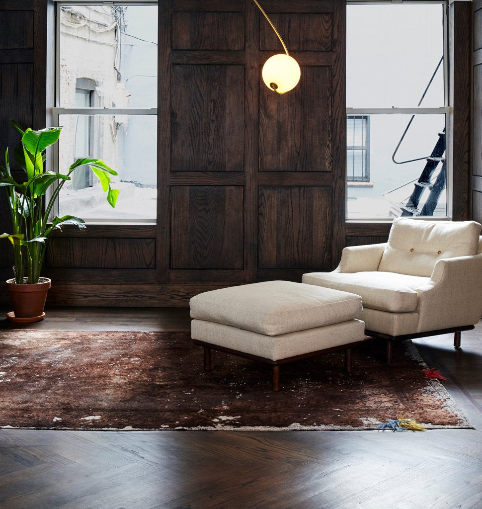 Decolorized Mohair Rug - Brown + Red/blue/yellow tufts