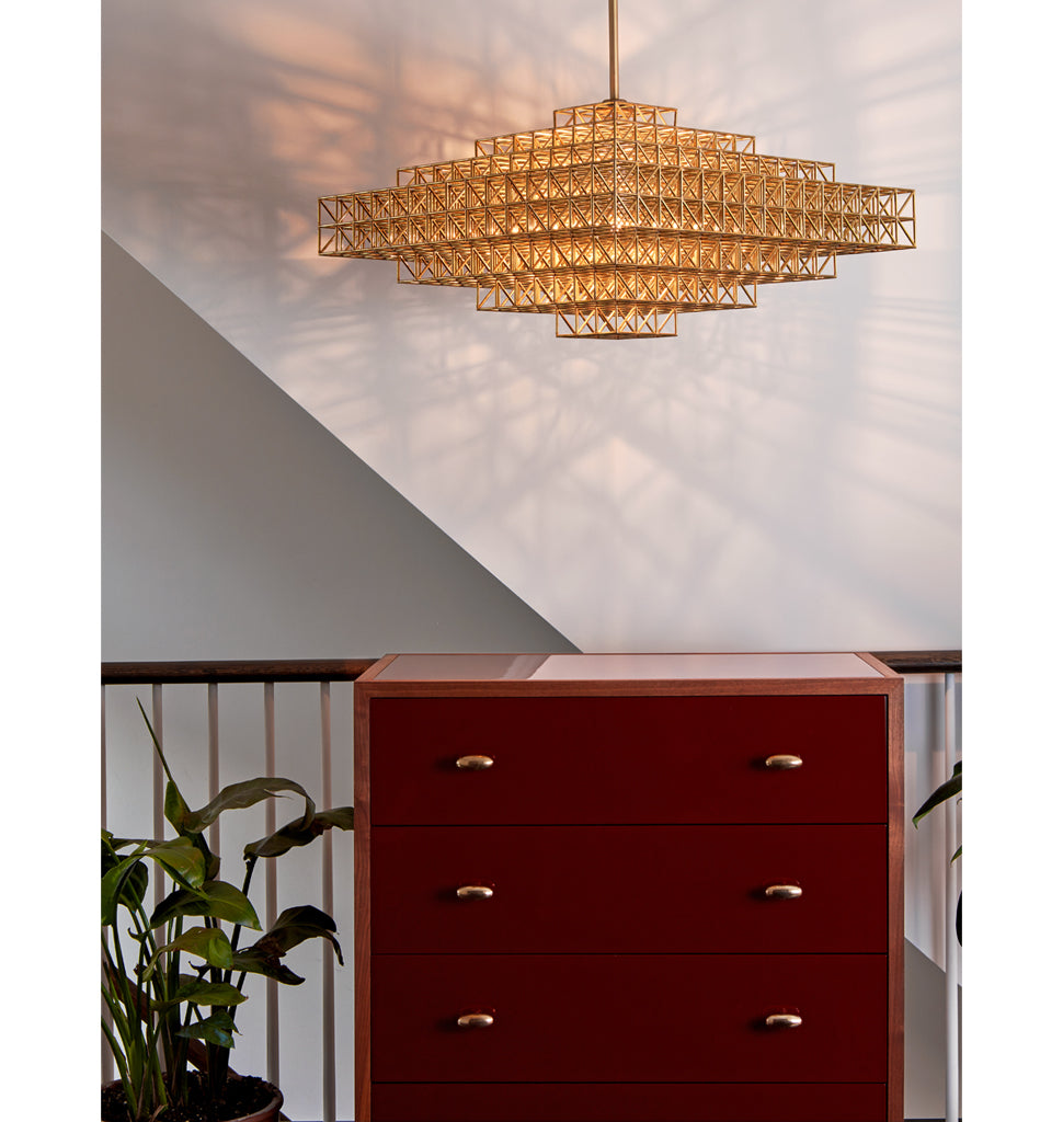 Pendant - 4059 (Raw brass) — Roll & Hill Showroom, New York City. Image by Joseph De Leo