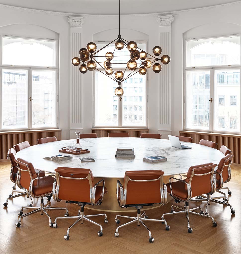 Chandelier - 6 Sided, 21 Globes (Black/Smoke) — Berlin, Germany. Interior by Maria Murawsky. Image by Tom Kurek